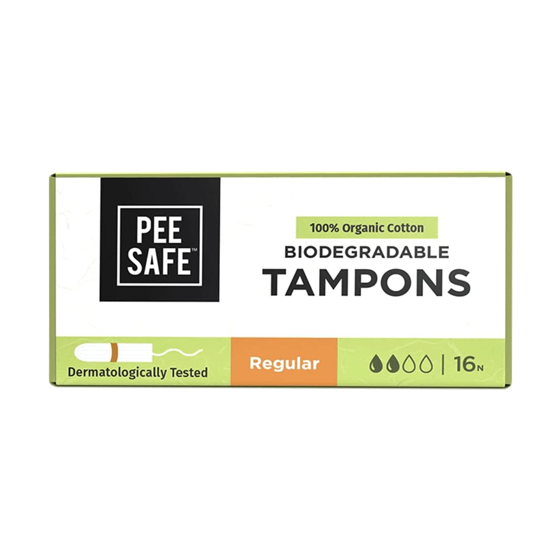 Peesafe 100% Organic Cotton Tampons (Pack Of 16, Regular) | For Light To Medium Flow | Comfortable & StainFree Experience | Fda