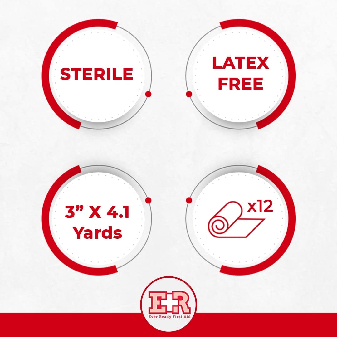 Ever Ready First Aid Sterile Conforming Gauze Roll Bandage - Box of 12-3 inch