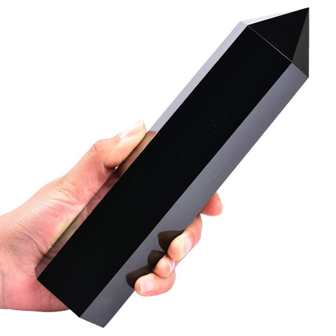 MOGEMT Large Black Obsidian Crystal Tower Natural Healing Crystal Point Wand Obelisk 6 Faceted Reiki Chakra Meditation Therapy H