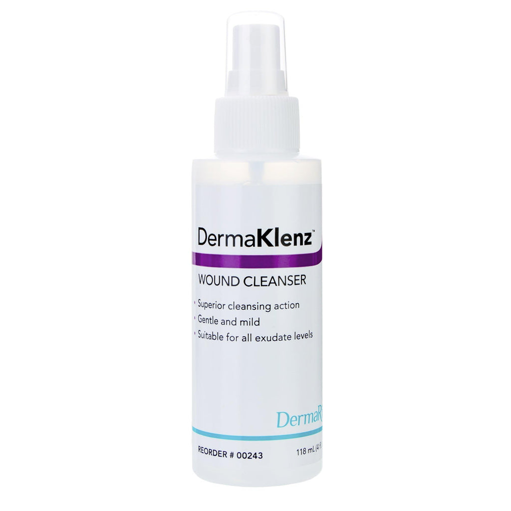DermaRite's DermaKlenz Wound Cleanser - Rinse-Free Gentle and Mild Cleansing, Helps Clear Wound Debris - Pump Bottle, 4 oz., 12 