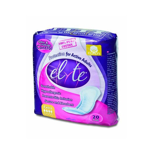 2 Pack of Elyte Light Cotton Incontinence Pads - Extra - 5 in x 13 in - 20 Pack