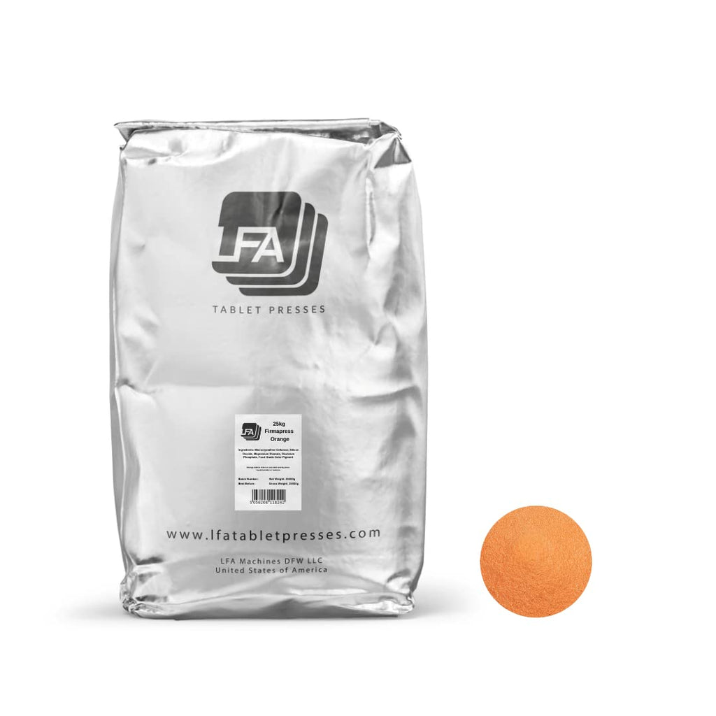 Firmapress Pill Mix Powder for Tablet Press Machine - Orange 25 kg (55 pounds) - All-in-One Pharmaceutical-Grade Pill Binding Ex