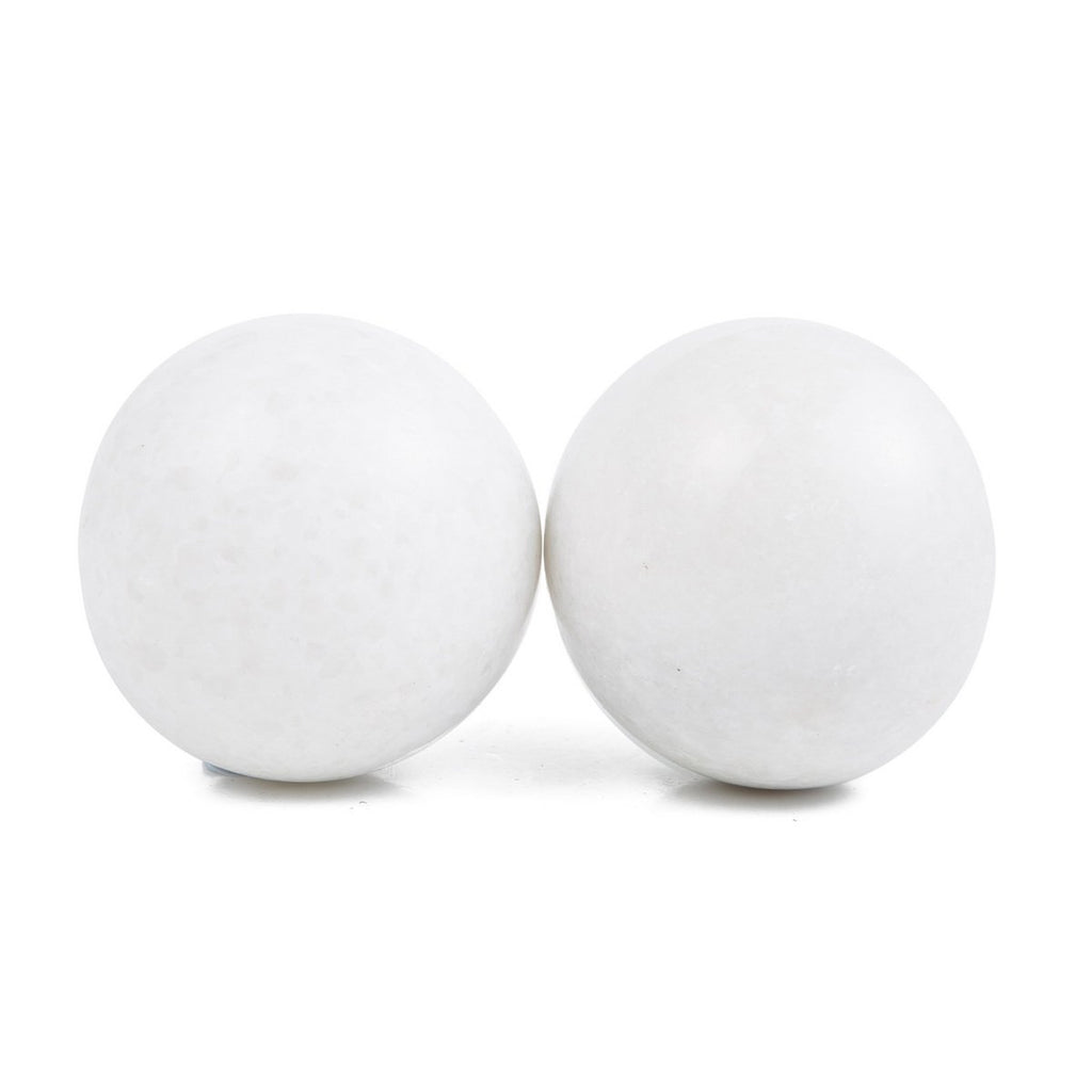 THY COLLECTIBLES White Marble Stone Chinese Healthy Exercise Massage Baoding Balls