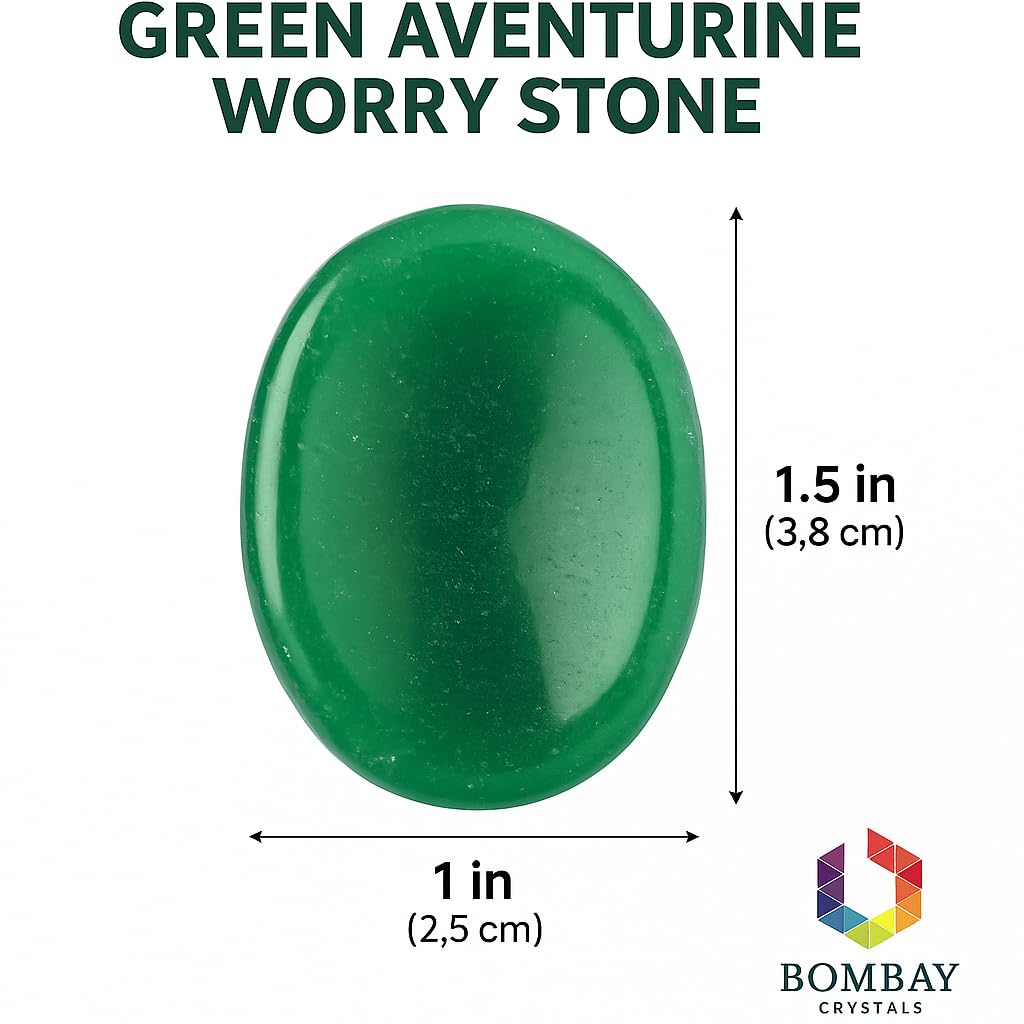 Green Aventurine Worry Stone - Genuine Polished Palm & Thumb Stone for Luck, Heart Chakra & Travel Mindfulness Gift