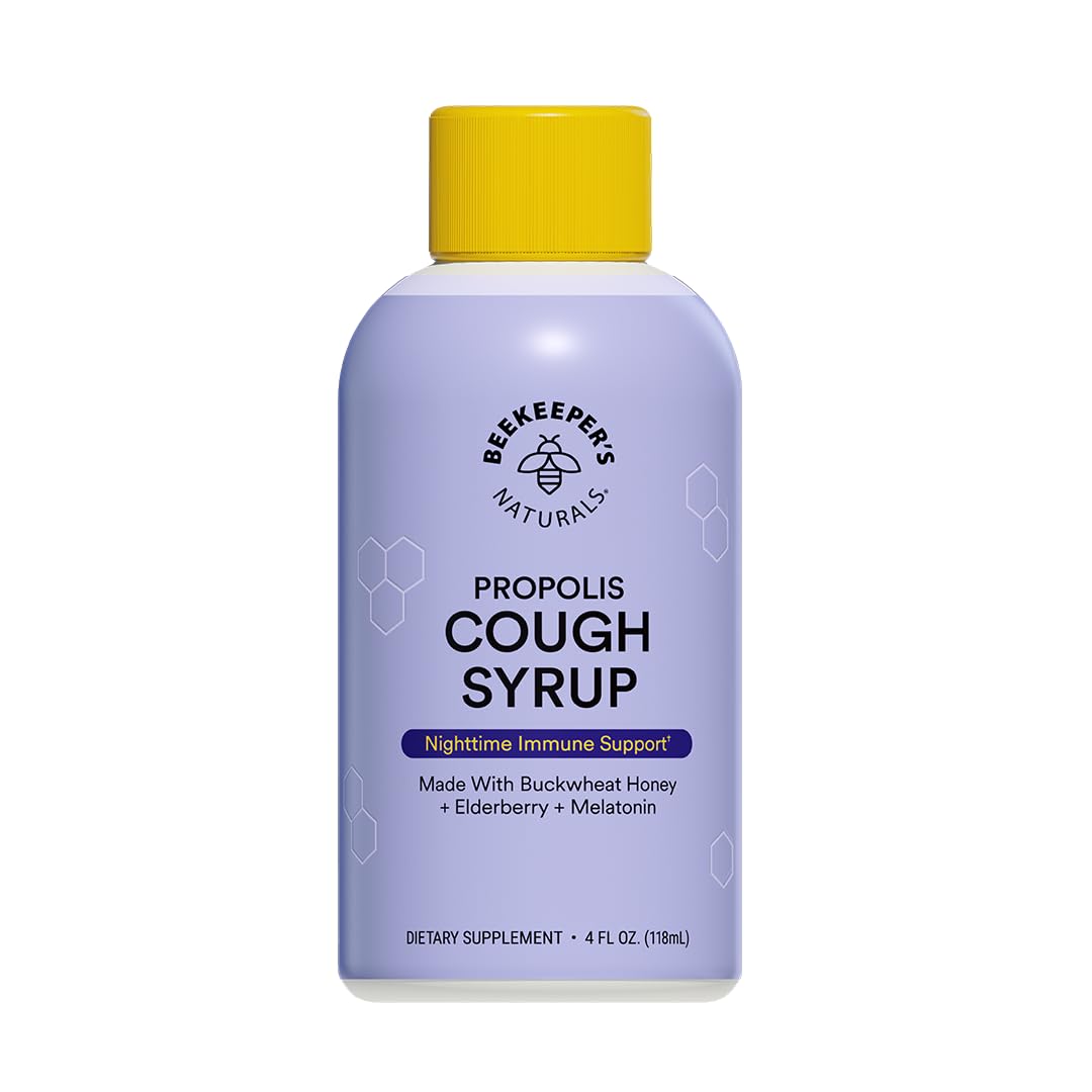 BEEKEEPERS NATURALS B.Better Nighttime Cough Syrup for Adults - Elderberry Extract, Bee Propolis Extract, Buckwheat Honey - Immu