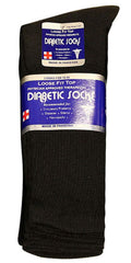 Physicians Approved Diabetic Socks Crew Unisex 3, 6 or 12-Pack (9-11, 3 Pairs Black)