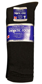 Physicians Approved Diabetic Socks Crew Unisex 3, 6 or 12-Pack (9-11, 3 Pairs Black)