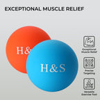 H&S 2 x Silicone Lacrosse Ball - Foot Massage Ball - Massage Balls for Back - Trigger Point Muscle Roller & Hand Exercise Set fo