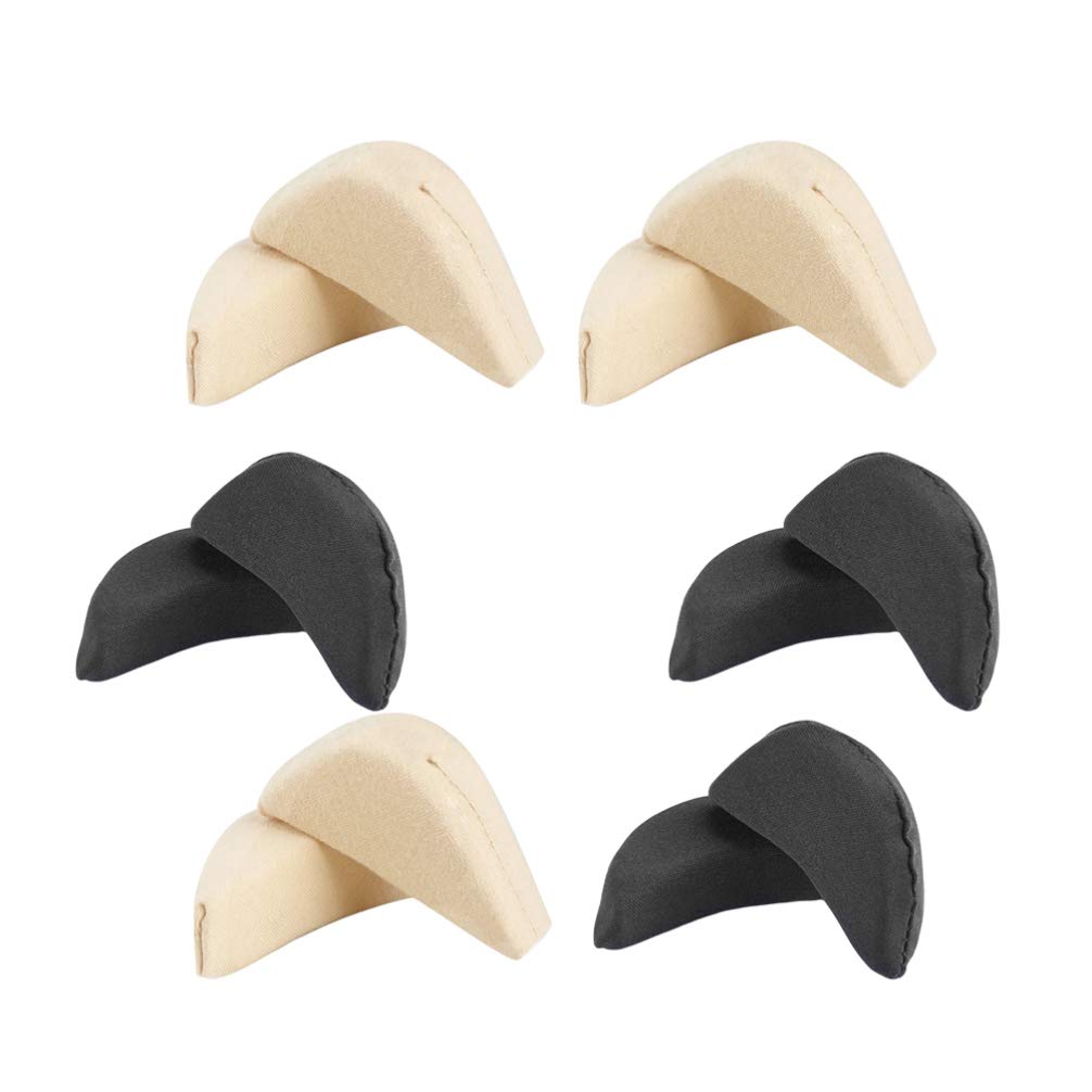 Toe Filler Inserts Shoe Filler for Shoes Too Sponge Half Insoles for Women Girls 6 Pairs (Skin Color Black)