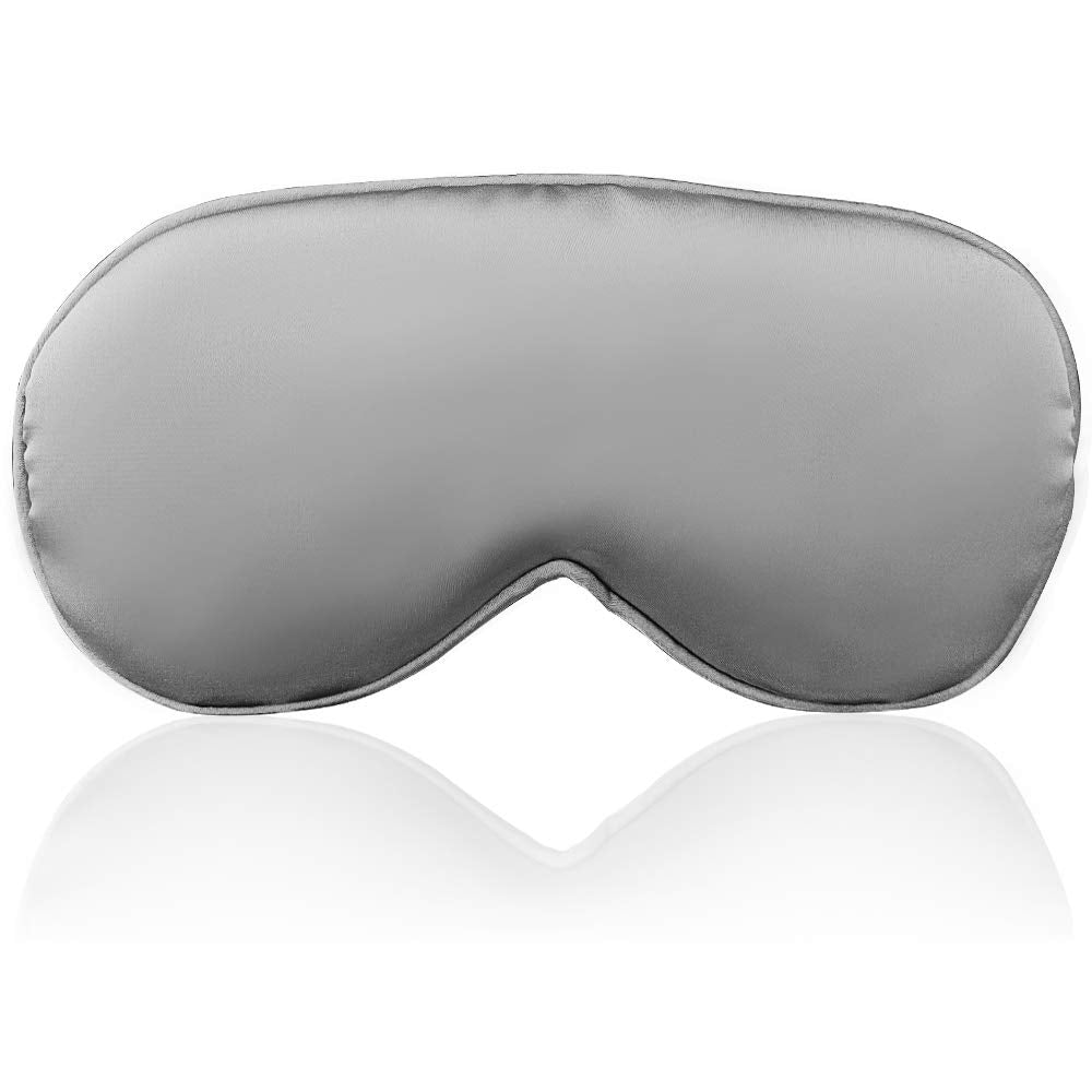 Sleep Mask Night Cover Eye Sleeping Silk Satin Masks for Women Men, Blindfold for Airplane Travel Adjustable Strap (Gray)