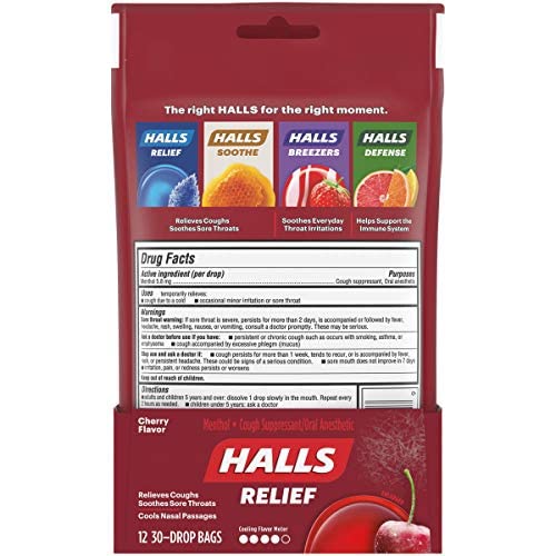 Halls Mentho-lyptus Cough Drops Advanced Vapor Action, Cherry Flavor 40 Drops (Pack of 3)