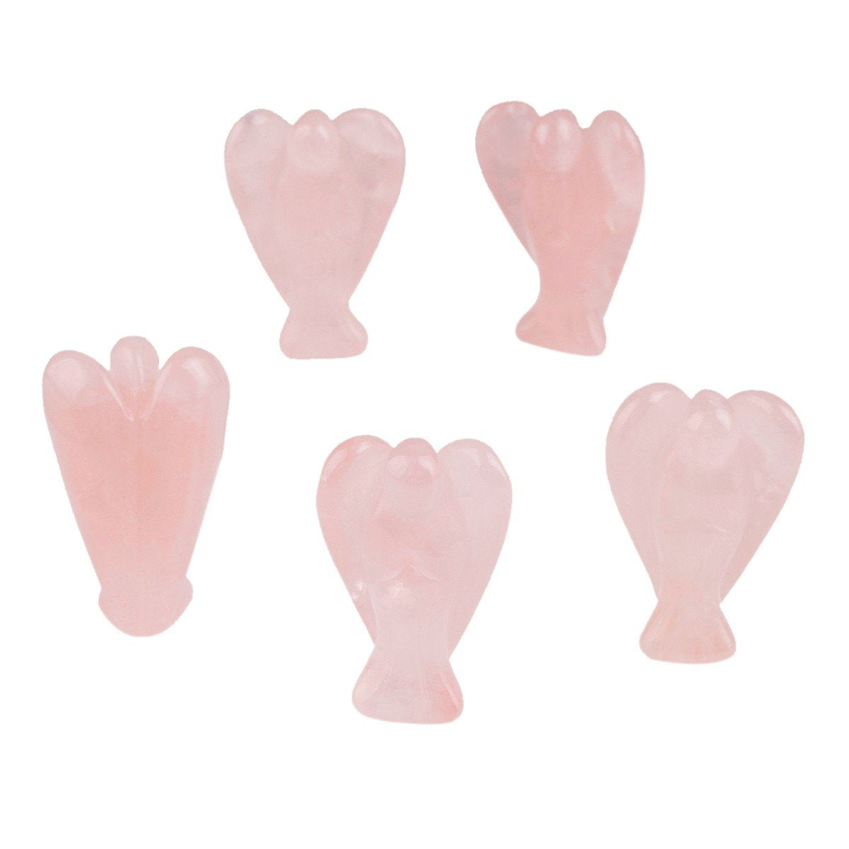 SUNYIK Rose Quartz Carved Guardian Angel Natural Crystal Pocket Statues Figurines 1.5 ''