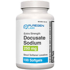 Puregen Labs Docusate Sodium 250mg Stool Softener Laxative | 100 softgels | Gentle Constipation Relief | Extra Strength | Stimul
