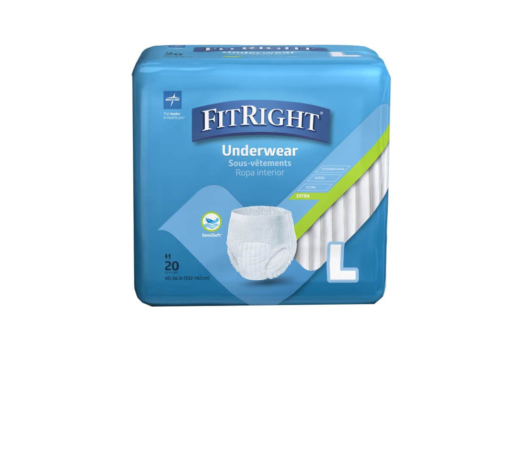FitRight Extra Protective Incontinence Underwear, Moderate Absorbency, Large, 40 to 56, 20 Count (Pack of 4)