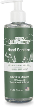 Happy Little Camper Hand Sanitizer with Lemon Zest Scent - Moisturizing Clear Gel with Vitamin E & Antimicrobial Formula- Contai