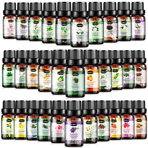 Essential Oils Set, Aromatherapy Essential Oil Kit for Diffuser, Humidifier, Massage, Skin Care (32 x 5ml) - Eucalyptus, Lavende