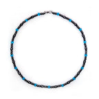 Hion Magnetic Therapy Necklace Hematite Necklace Black Obsidian Aquamarine Magnetic Necklace