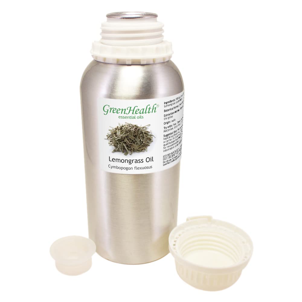 Lemongrass Essential Oil - 16 fl oz - Aluminum Bottle - 100% Essential Oil - GreenHealth