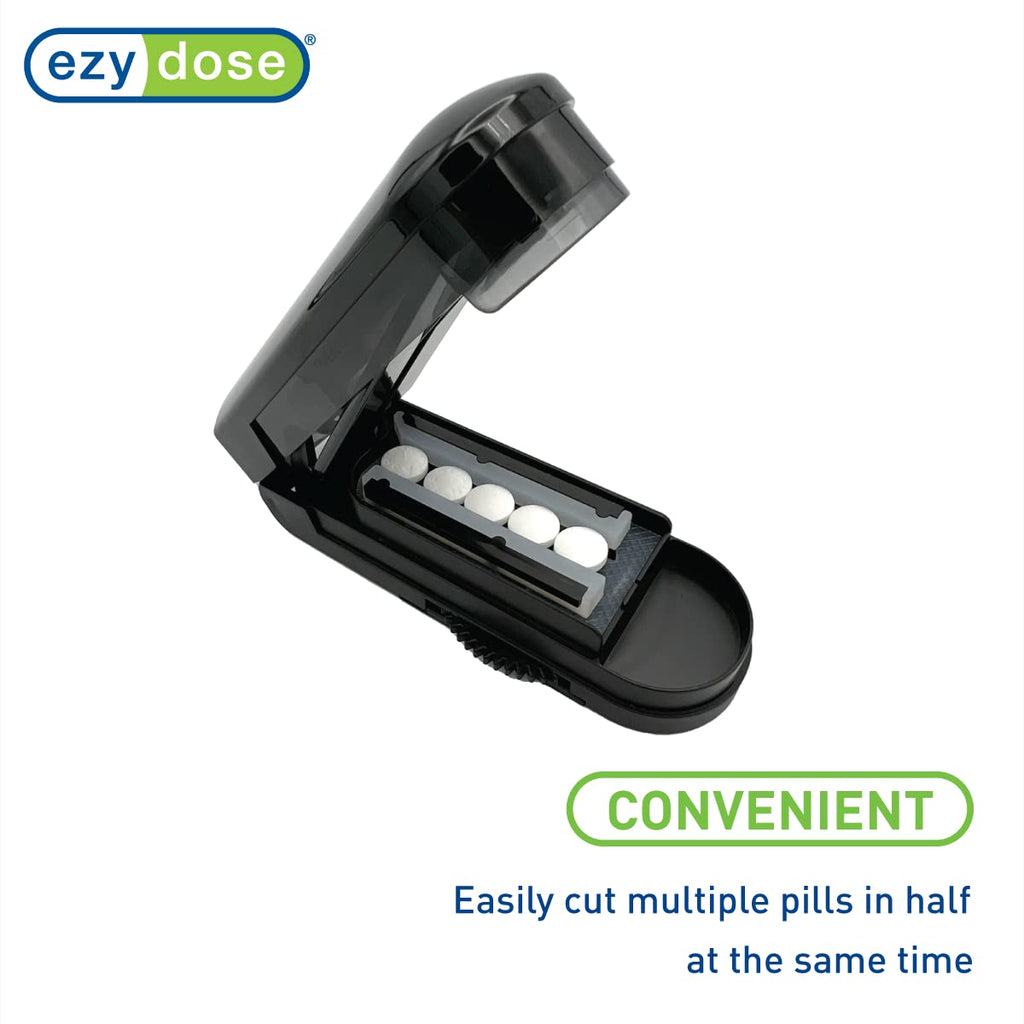 EZY DOSE Pill Cutter and Splitter with Dispenser, Cuts Pills, Vitamins, Tablets, Stainless Steel Blade, Travel Sized
