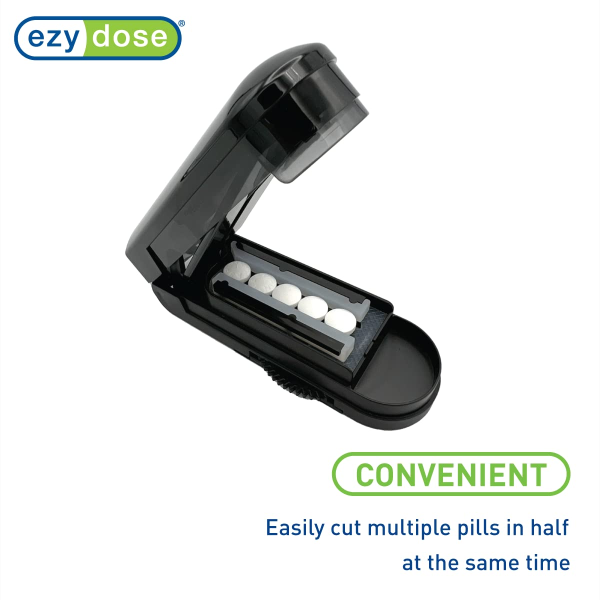 EZY DOSE Pill Cutter and Splitter with Dispenser, Cuts Pills, Vitamins, Tablets, Stainless Steel Blade, Travel Sized