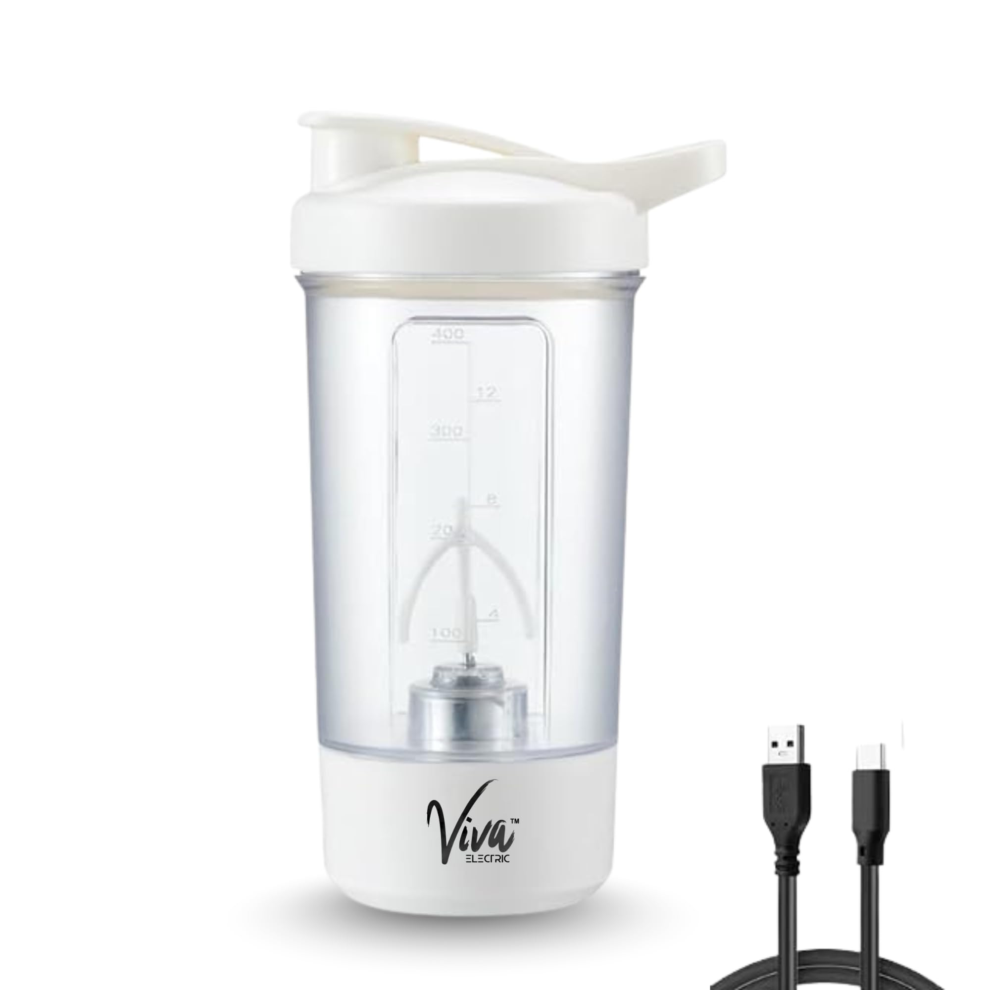 Viva Electric Self  Stirring Shaker 400Ml | Multipurpose Use Protein Shake, Coffee, Lassi | Usb Chargeable | Electric Shaker Fo