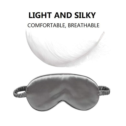 LCBD Silk Satin Sleeping Eye Mask, Silvergrey Sleep Eye Mask Night Blindfold for Women and Men, Soft Breathable Blackout Eyeshad
