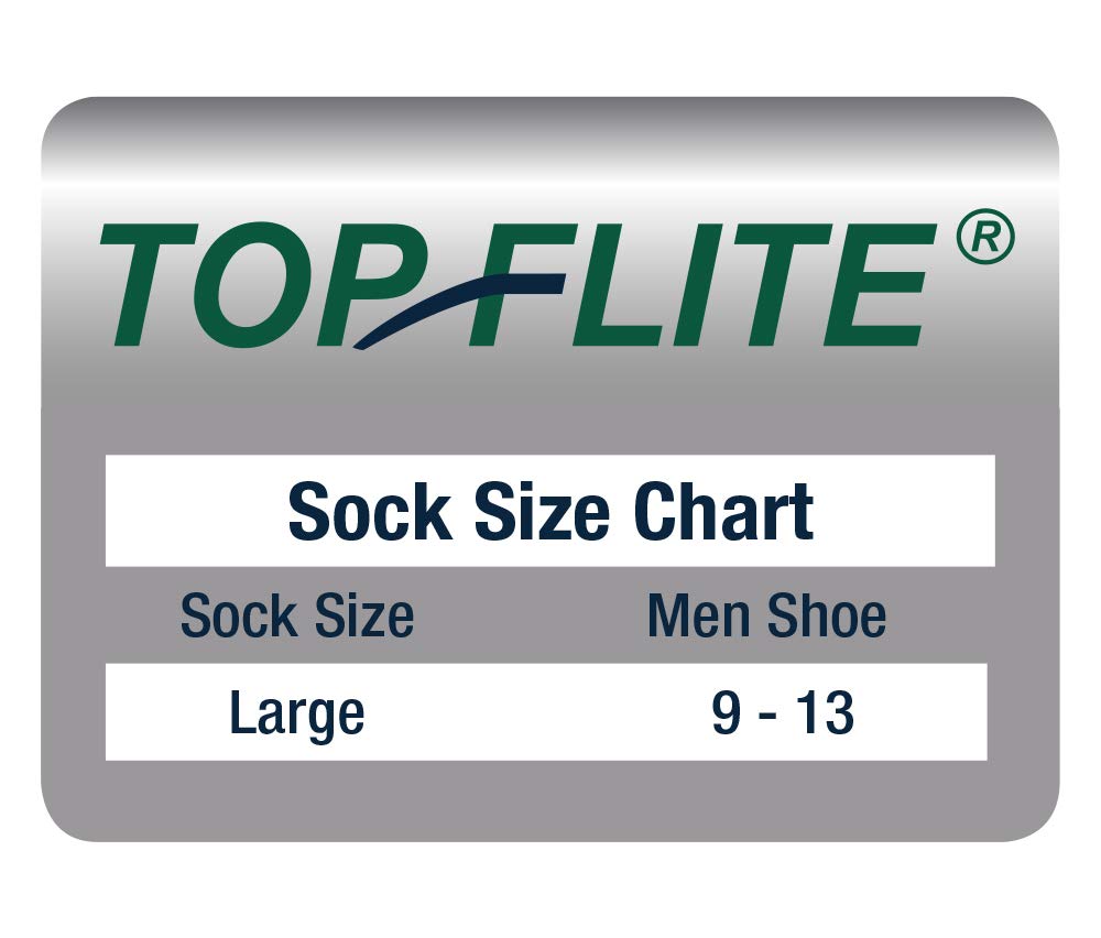 Top Flite Men's Diabetic Non-binding Cushion Ultra Dri Mid Calf 2 Pair Pack Socks, Black, Large