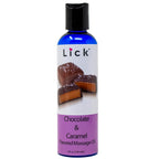 Lick Chocolate and Caramel Massage Oil - Decadent Dessert-Inspired Edible Massage Oil with Almond Oil & Vitamin E, Smooth Glide 