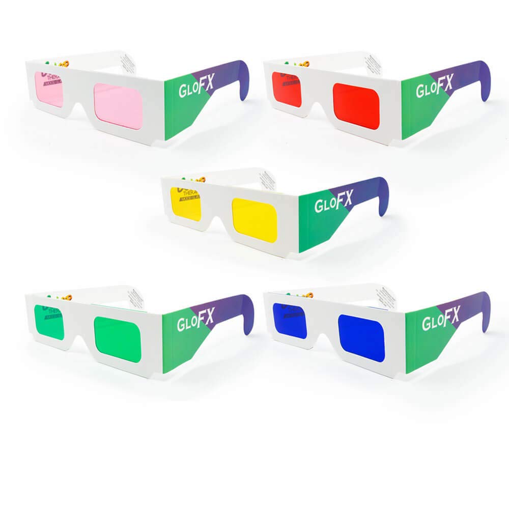 GloFX Color Paper Glasses - 5 Pack - Chakra Chromotherapy Light Therapy