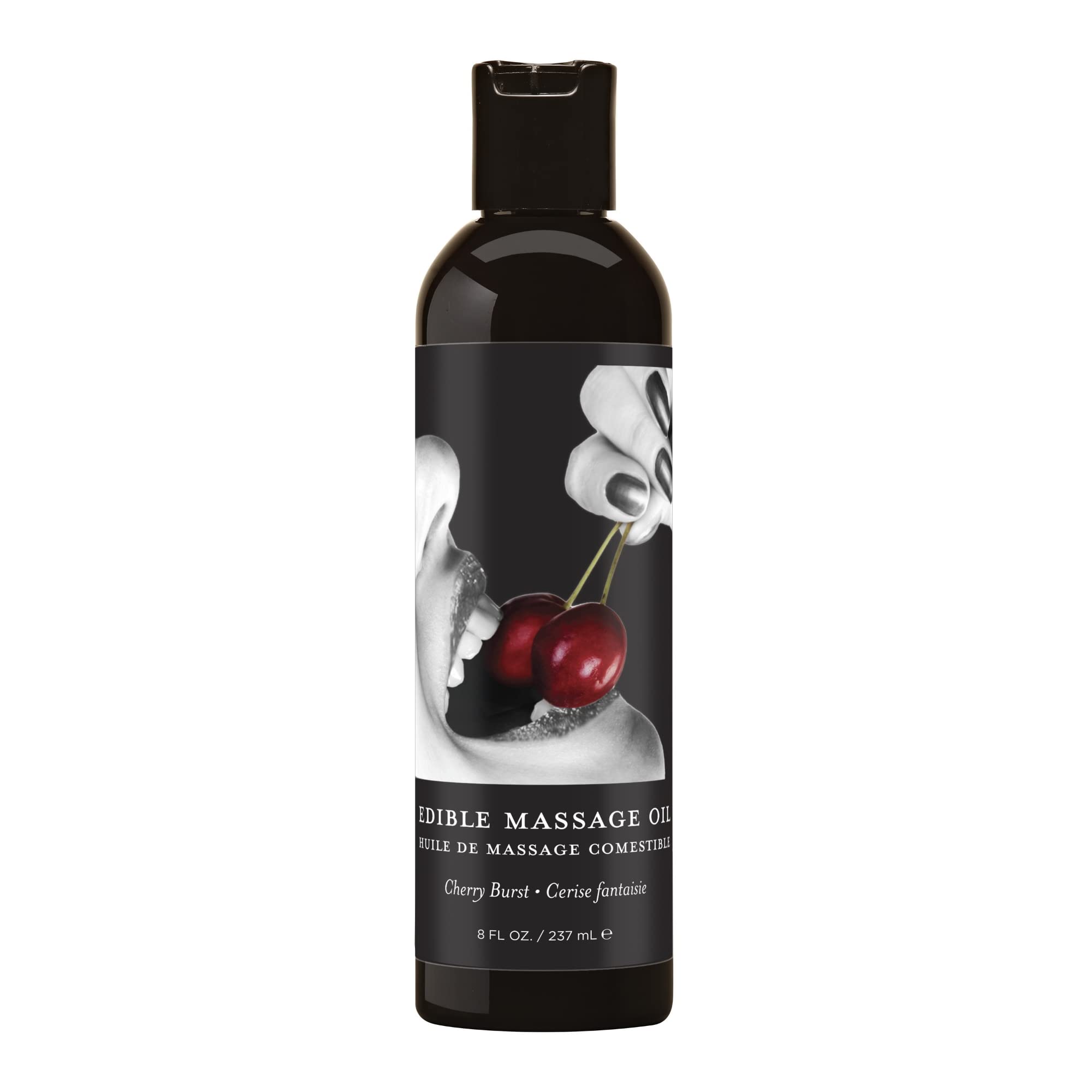 Earthly Body Edible Massage Oil, Cherry - 8 fl. oz. - Hemp Seed, Almond, Grapeseed, Apricot & Vitamin E Oil - Vegan & Cruelty Fr