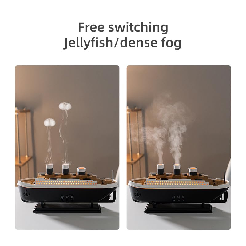 Ship Dynamic Essential Oil Diffuser, Aroma Diffuser for Home,Office,Jellyfish Mist Aromatherapy Humidifier,Remote Control,7 Chan