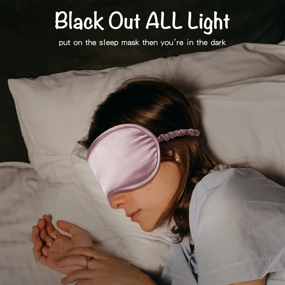 LULUSILK Mulberry Silk Sleep Eye Mask & Blindfold with Elastic Strap/Headband, Soft Eye Cover Eyeshade for Night Sleeping, Trave