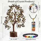 Crystal Tree of Life Tiger Eye Healing Crystal Trees for Home & Office Decoration, Handmade Gem Money Bonsai Trees for Positive