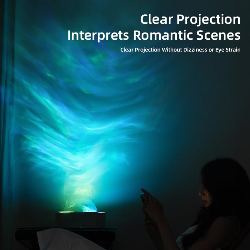 Essential Oil Diffuser, Ripple Projection Vibe Flame Oil Diffuser - Aromatherapy Aroma Humidifier, Upgrade 7 Flame Colors Noisel