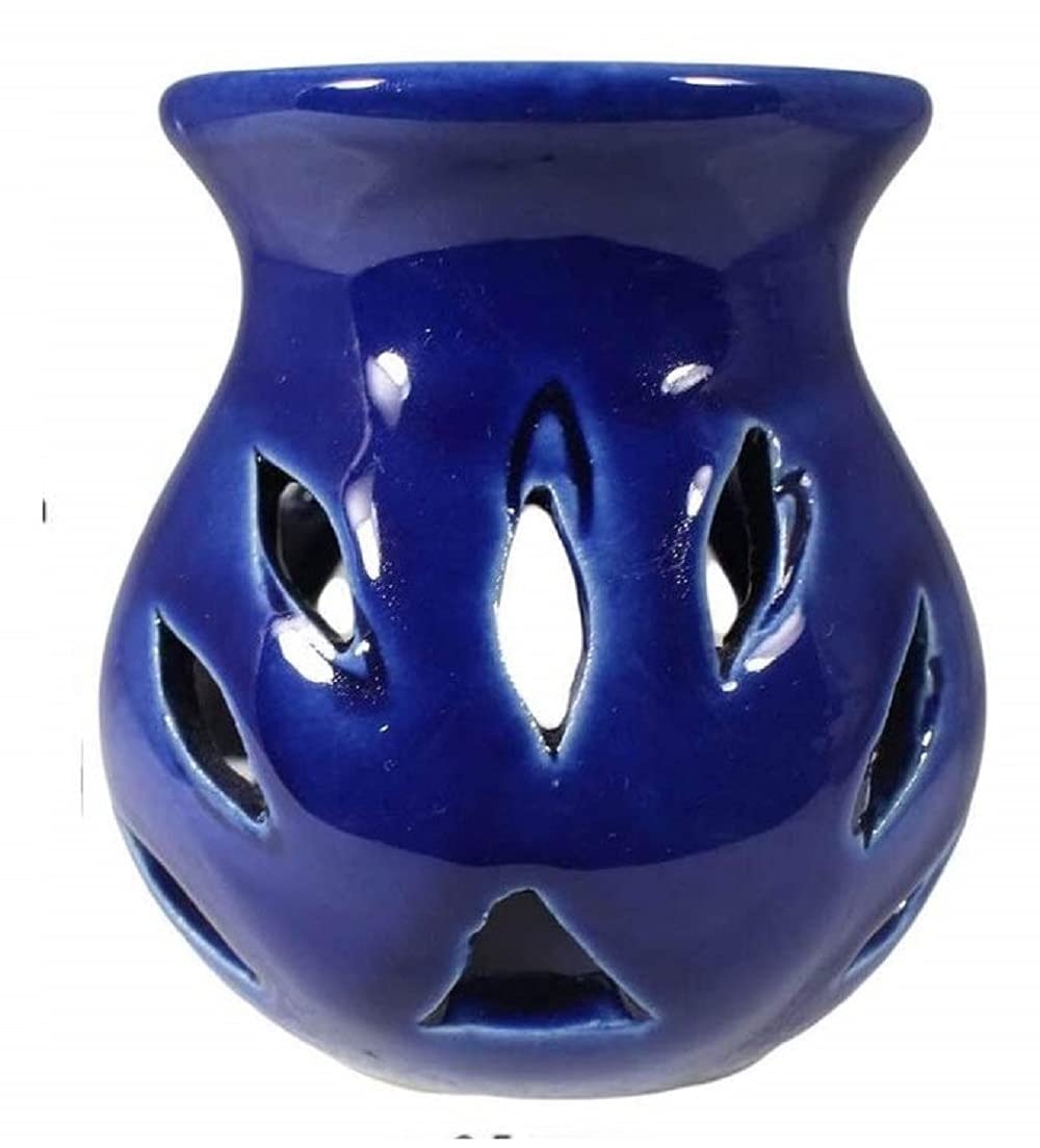 Mkd2 Rise Ceramic Candle Aroma Oil Burner Diffuser Lamp -Set of 6 (Blue) for Home Fragrance