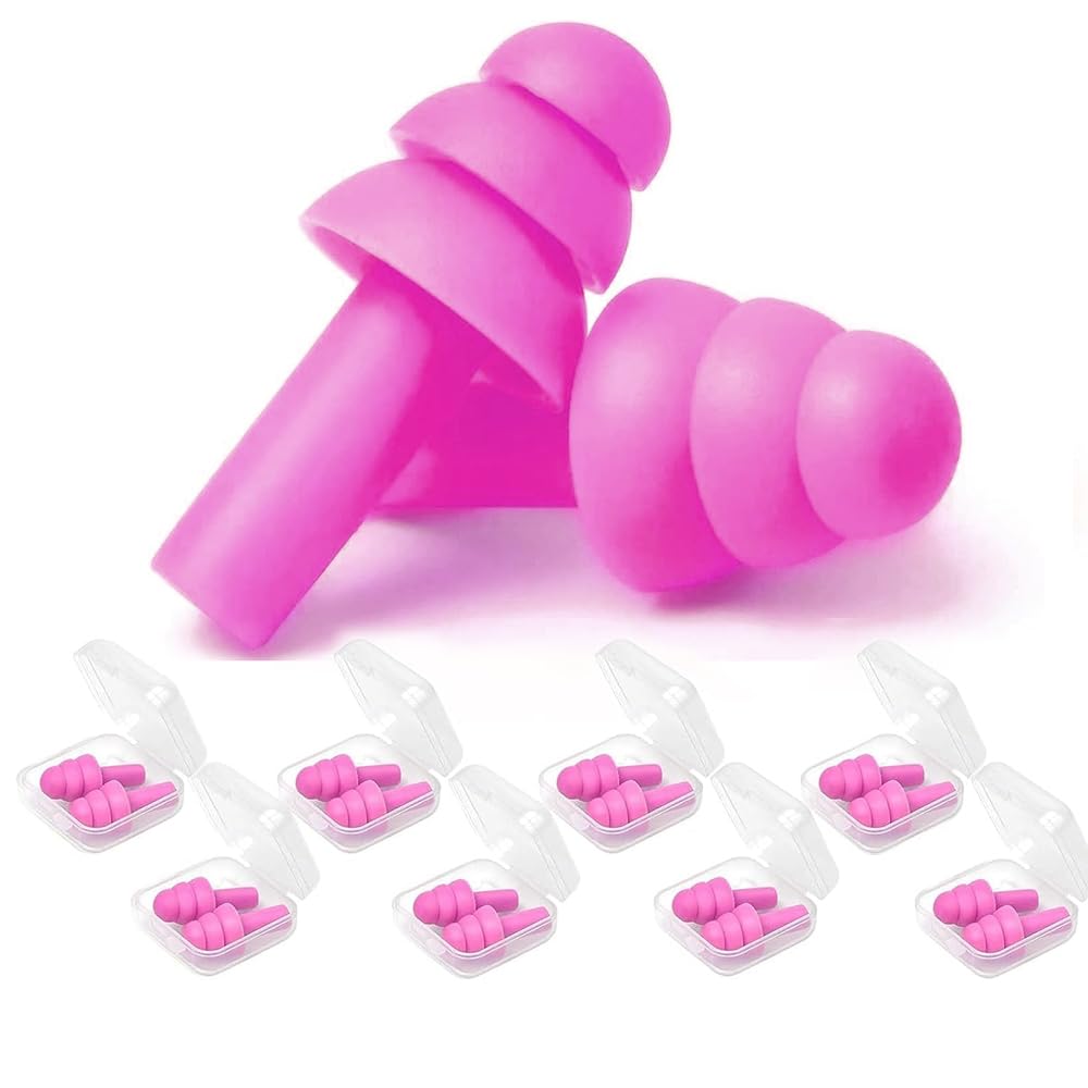 Ear Plugs for Sleeping, 8 Pairs Noise Canceling Soft Reusable Silicone Earplugs Waterproof Noise Reduction Earplugs for Sleeping