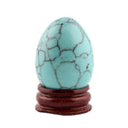 Turquoise 40x30mm Eggs with Wood Stand Stone Carved Natural Gemstone Bell Chakra Healing Crystal Reiki Crafts