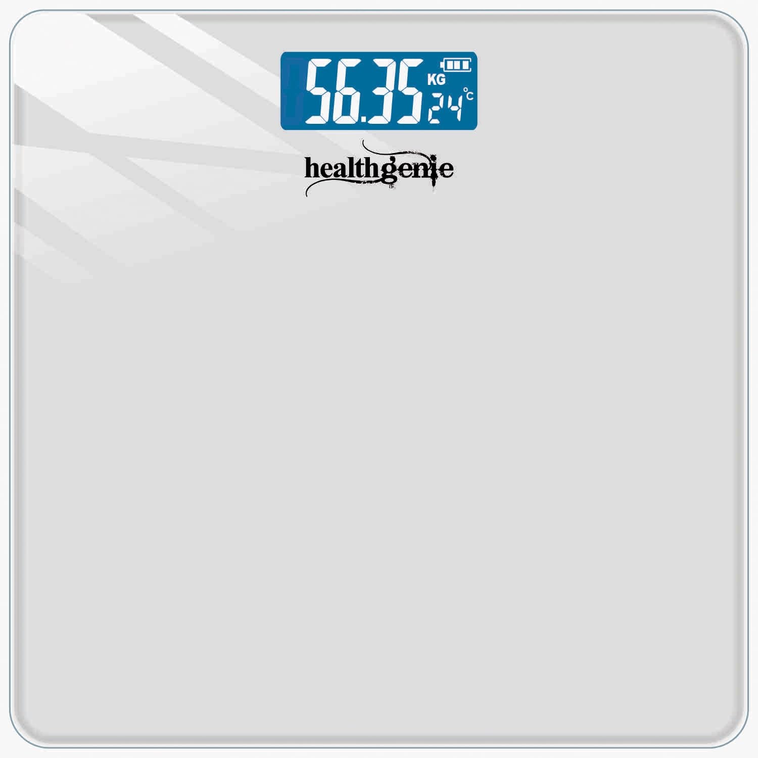 Healthgenie Weight Machine for Body Weight With 3 Yrs Warranty & Thick Tempered Glass LCD Display Digital Weighing Machine (Silv