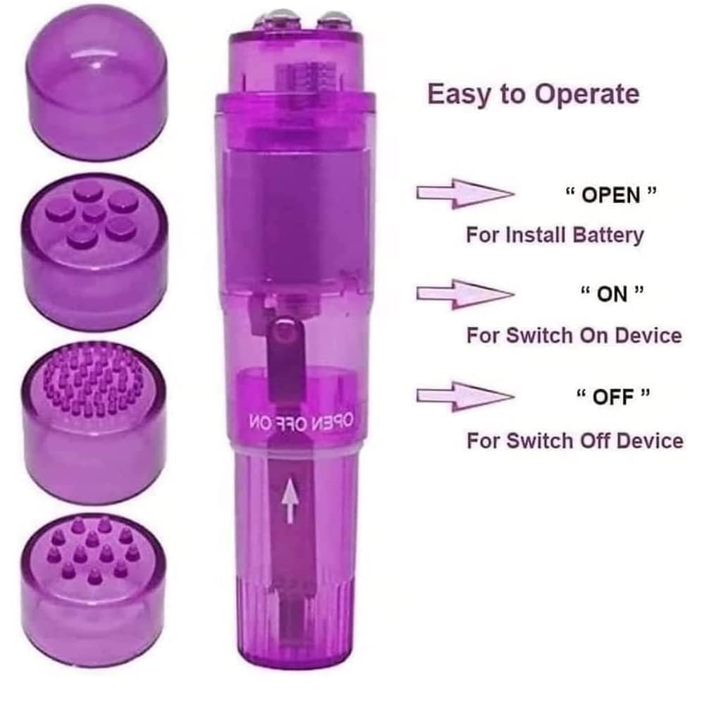Finever Small Mini Massager Portable Pen for Body Face, Neck, Head,Back Massage with 4 Heads (1PK Purple)