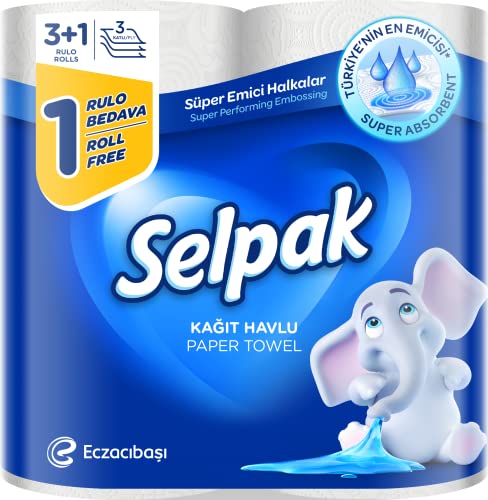 Selpak Paper Towel Tissue Kitchen Roll 3 Ply 3 +1 Roll Free On Promo Pack