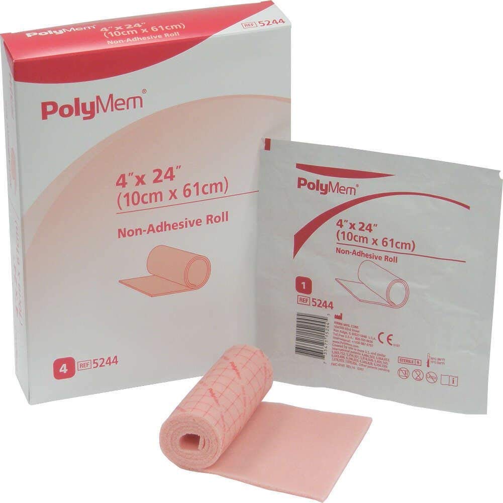 Non-Adhesive Wound Dressing, Sterile, Foam, 4 X 24 Roll, 5244 (Box of 4).