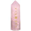 Amogeeli Wicca Moon Phase Rose Quartz Point Wand for Reiki Meditation, 6 Faceted Prism Healing Stone Decoration for Home & Offic