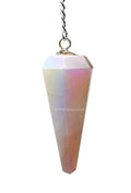Angel Aura Rose Quartz Crystal Pendulum for Divination - Dowsing Pendulum Necklace with Chain and Crystal Ball for Reiki Healing