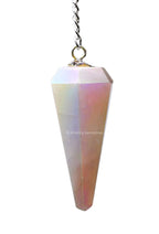 Angel Aura Rose Quartz Crystal Pendulum for Divination - Dowsing Pendulum Necklace with Chain and Crystal Ball for Reiki Healing