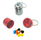 FAYALA 2 Packs Aluminum Pill Bottle Box and Min Aluminum Pill Container Holder Metal Pill Box Case (red and Gray)