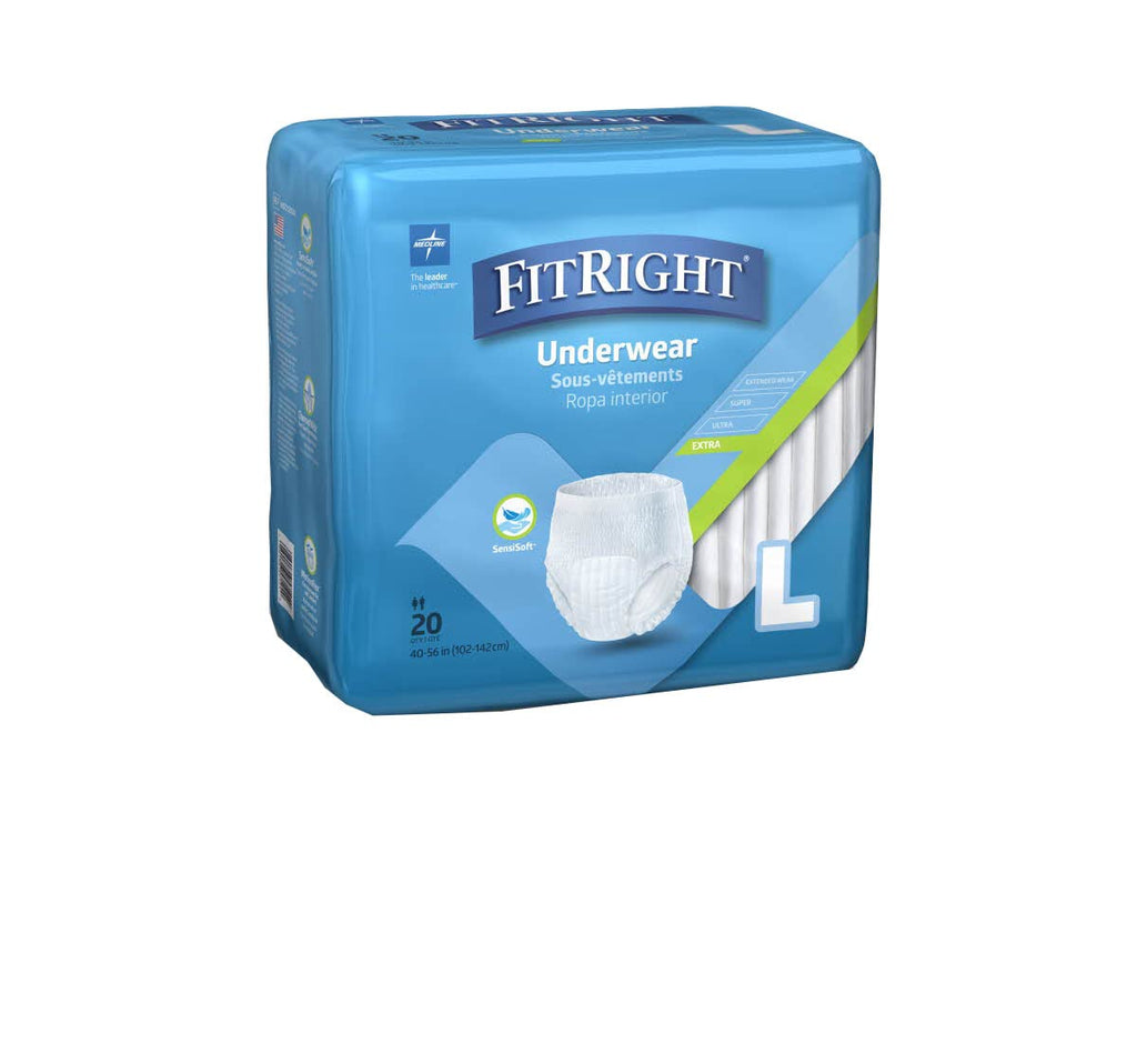 FitRight Extra Protective Incontinence Underwear, Moderate Absorbency, Large, 40 to 56, 20 Count (Pack of 4)