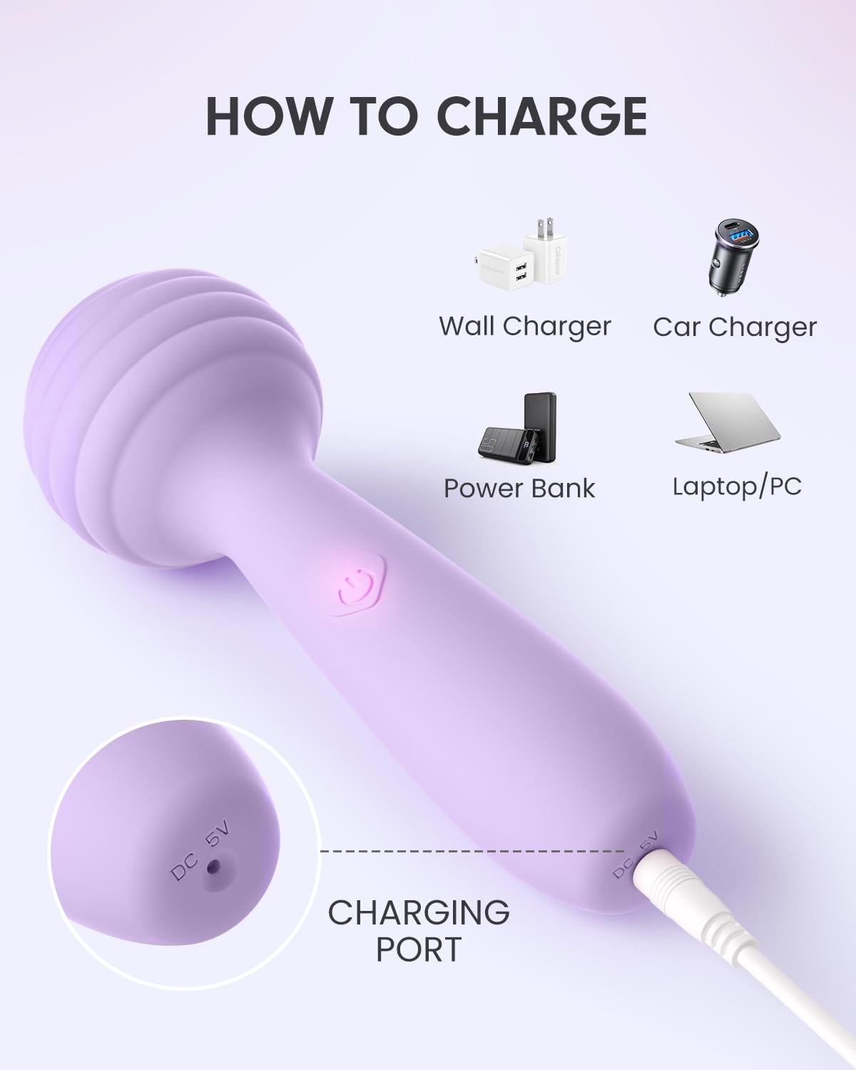 Pinkmini Portable Electric Travel Massager, Powerful Handheld Mini Muscle Neck Massage Tool, Purple
