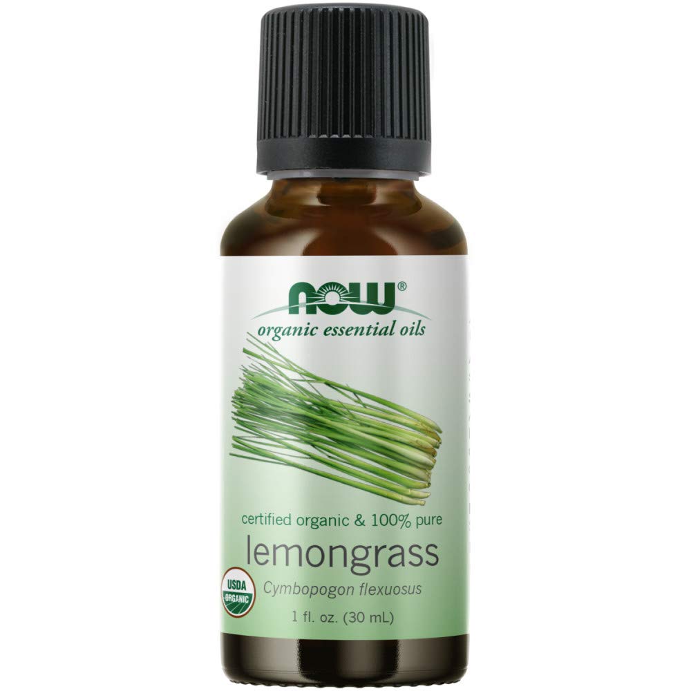 NOW Essential Oils, Organic Lemongrass Oil, Uplifting Aromatherapy Scent, Steam Distilled, 100% Pure, Vegan, Child Resistant Cap