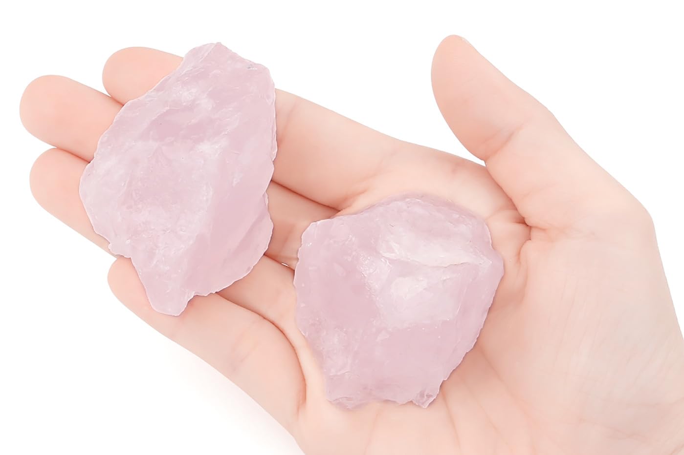 NUKAYAI 2Pcs Rose Quartz Crystals 1.8-2.2'' Large Raw Stones Rough Rocks Healing Crystal for Cabbing Polishing Decoration DIY Wi