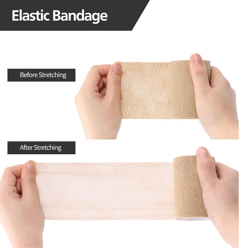 48pcs Self Adhesive Bandage Wraps, 4in 5 Yards, Skin Color (4 Inch, 48 Pack Skin Color)